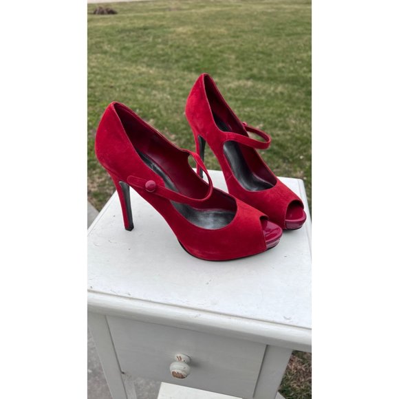 Nine West Shoes - Nine West Red Faux Suede Heels
